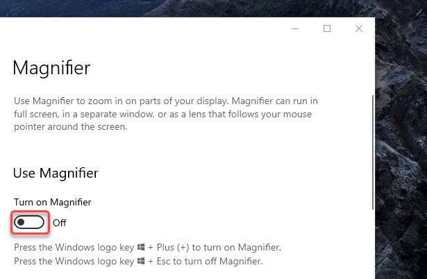 how to zoom in screen on windows 10