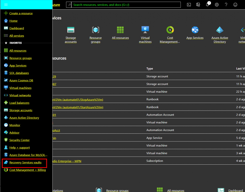 Azure-Virtual Machine Backup