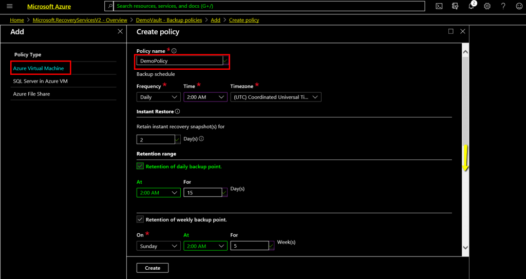 Azure-Virtual Machine Backup