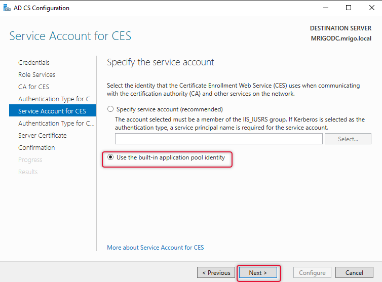 Configure Active Directory Certificate Services