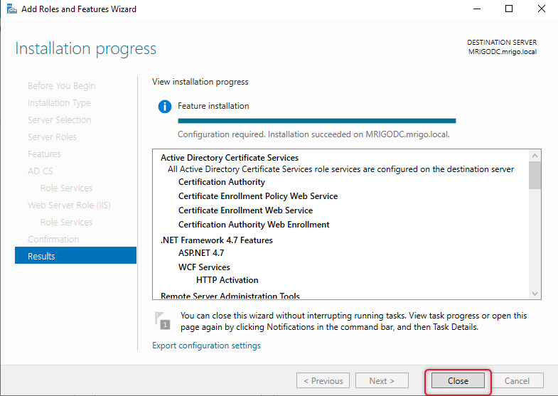 Configure Active Directory Certificate Services