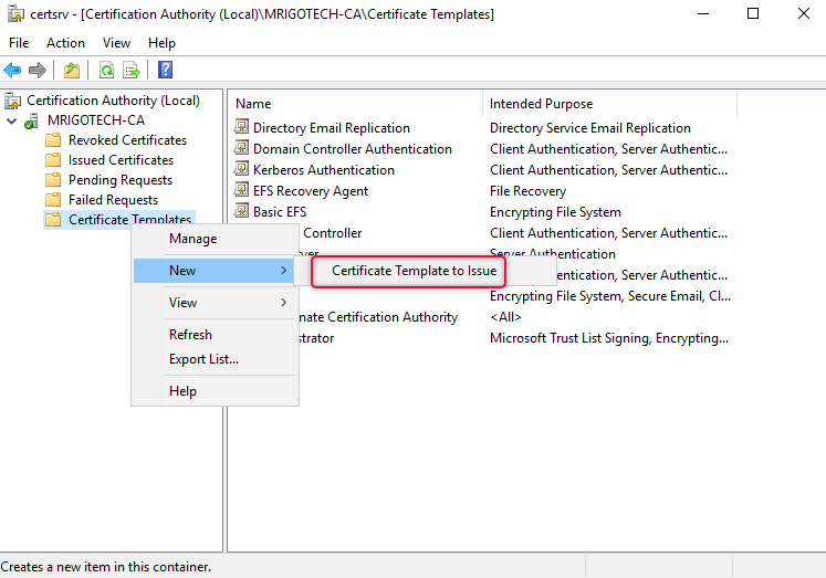 Configure Active Directory Certificate Services