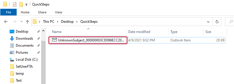 Import Outlook Quick Steps