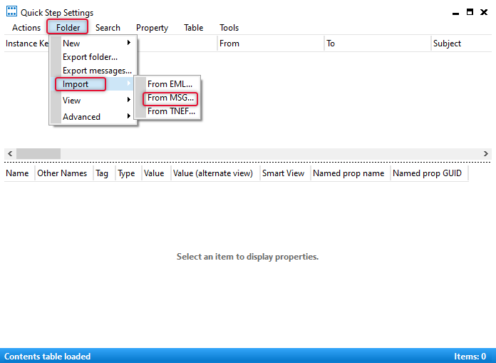 Import Outlook Quick Steps