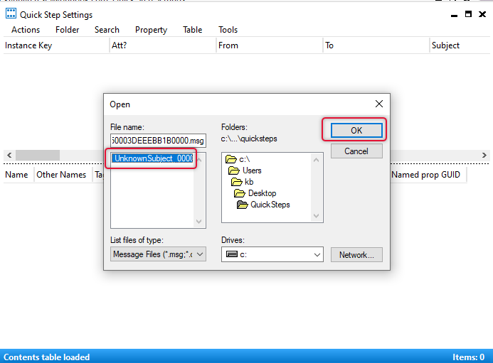 Import Outlook Quick Steps