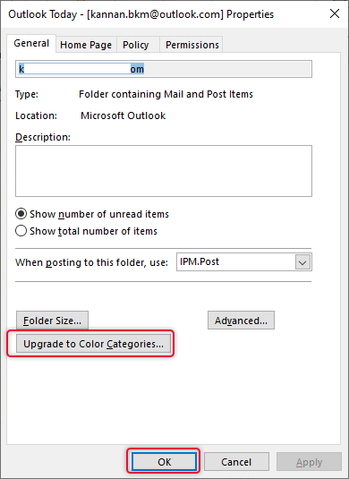 Import Outlook Categories