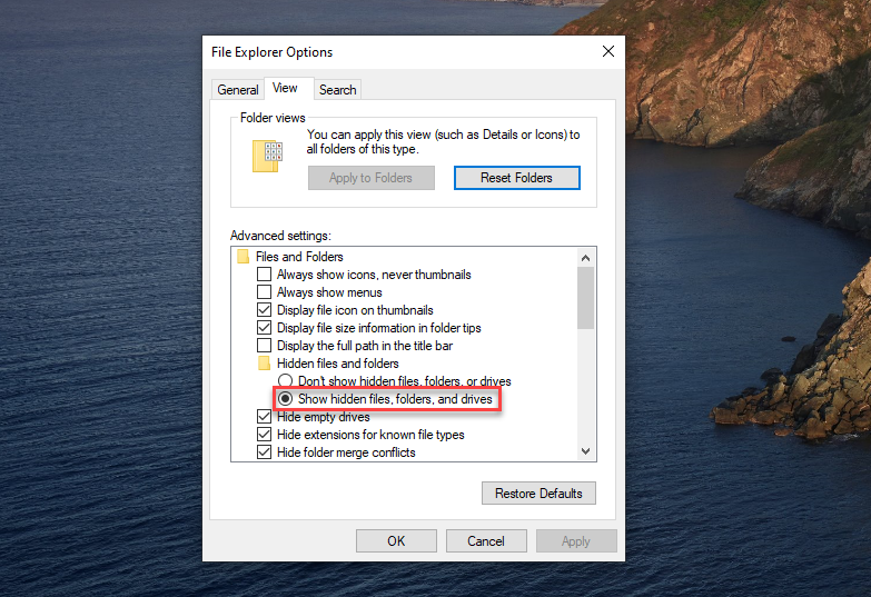 How to Show Hidden Folders in Windows 10