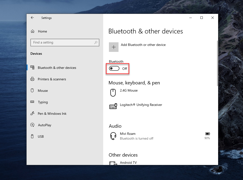 how to turn on bluetooth on windows 10