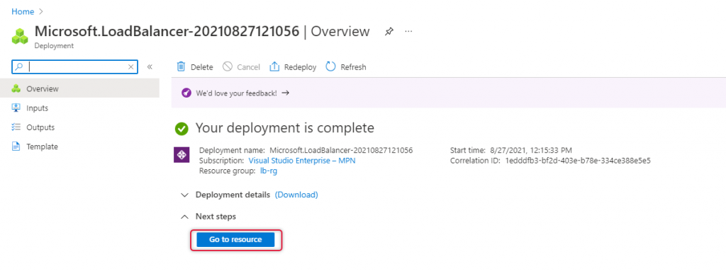 Create Azure Load Balancer