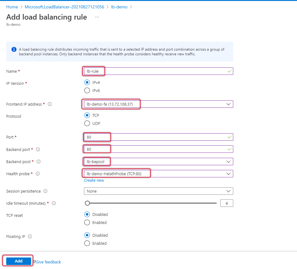 Create Azure Load Balancer