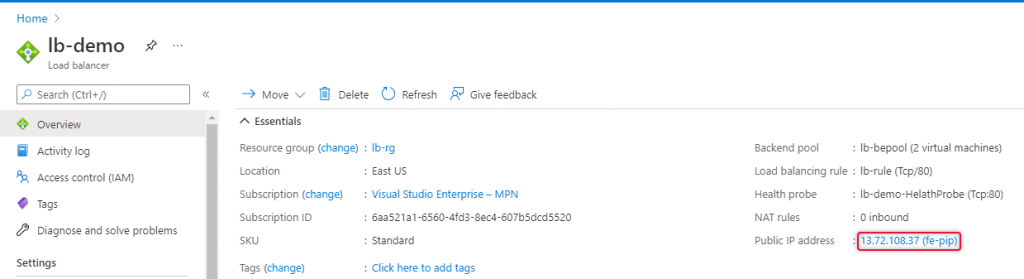 Create Azure Load Balancer