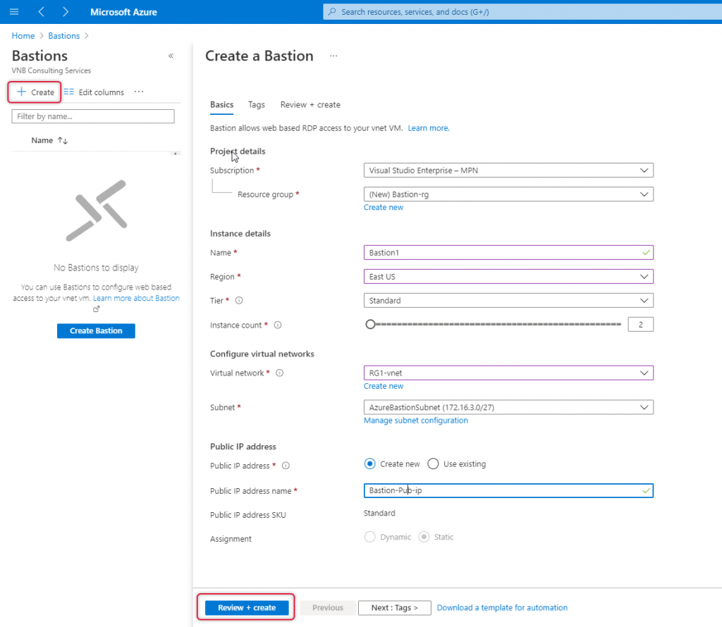 Access Virtual Machines using Azure Bastion